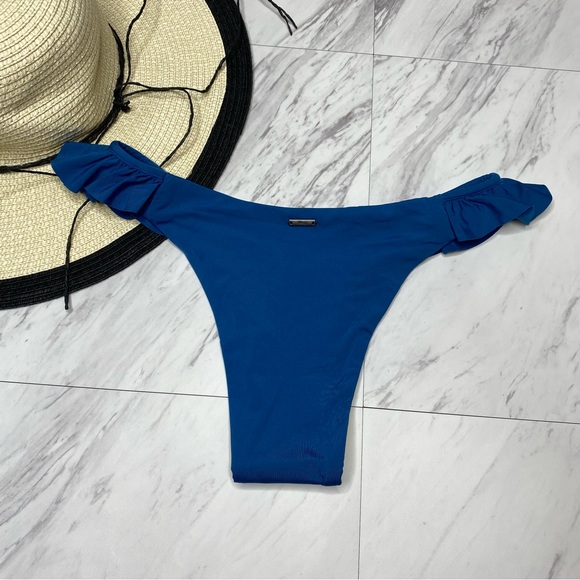 New! Maaji Prussian Blue Kali Ruffle Reversible Cheeky Cut Swim Bikini Bottom S - Picture 2 of 9